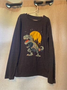 Cat & Jack Blue-Grey Long-Sleeve Tee with Blue Dinosaur & Yellow Moon, M (8/10)